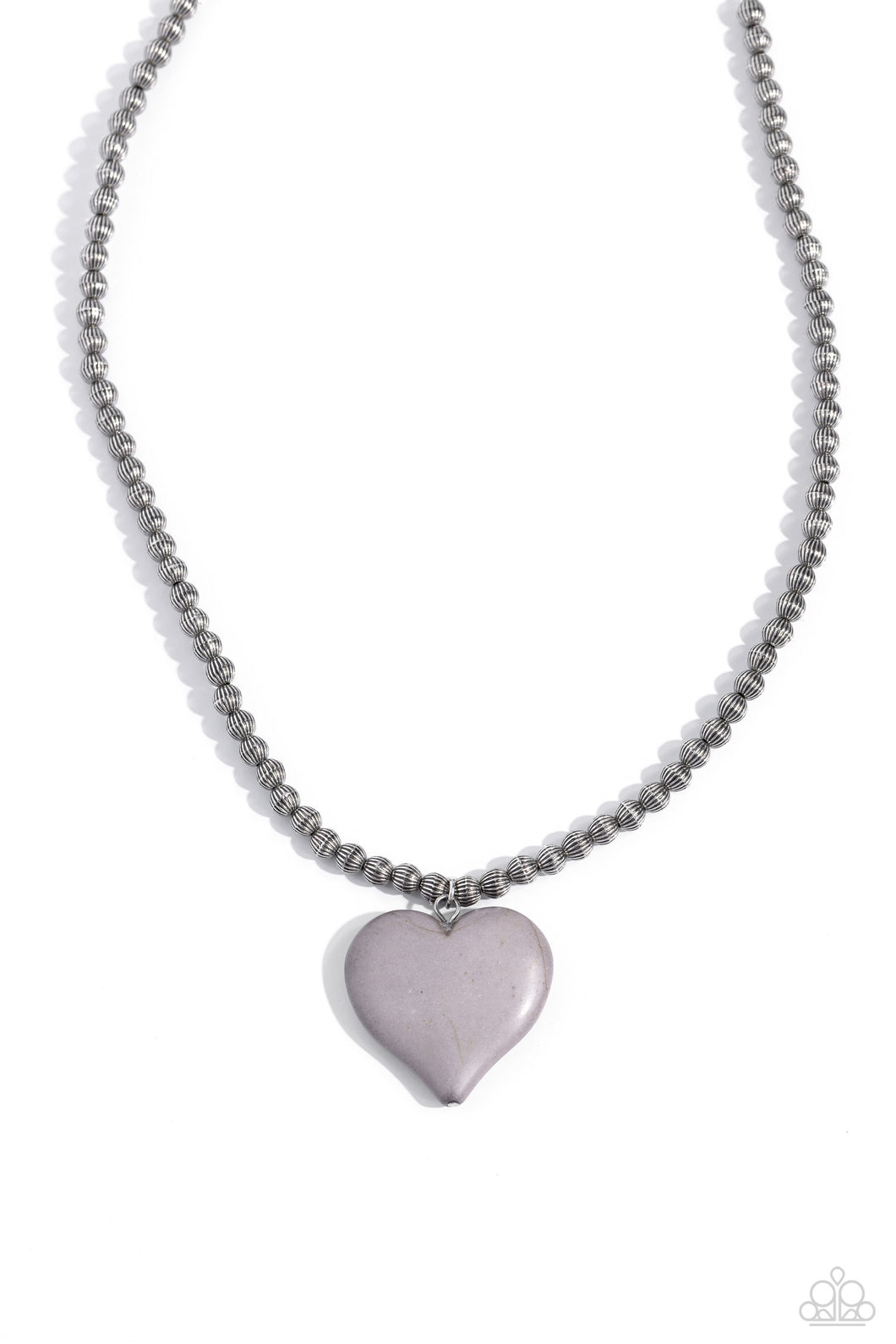 Picturesque Pairing - Silver (Gray Stone Heart) Necklace