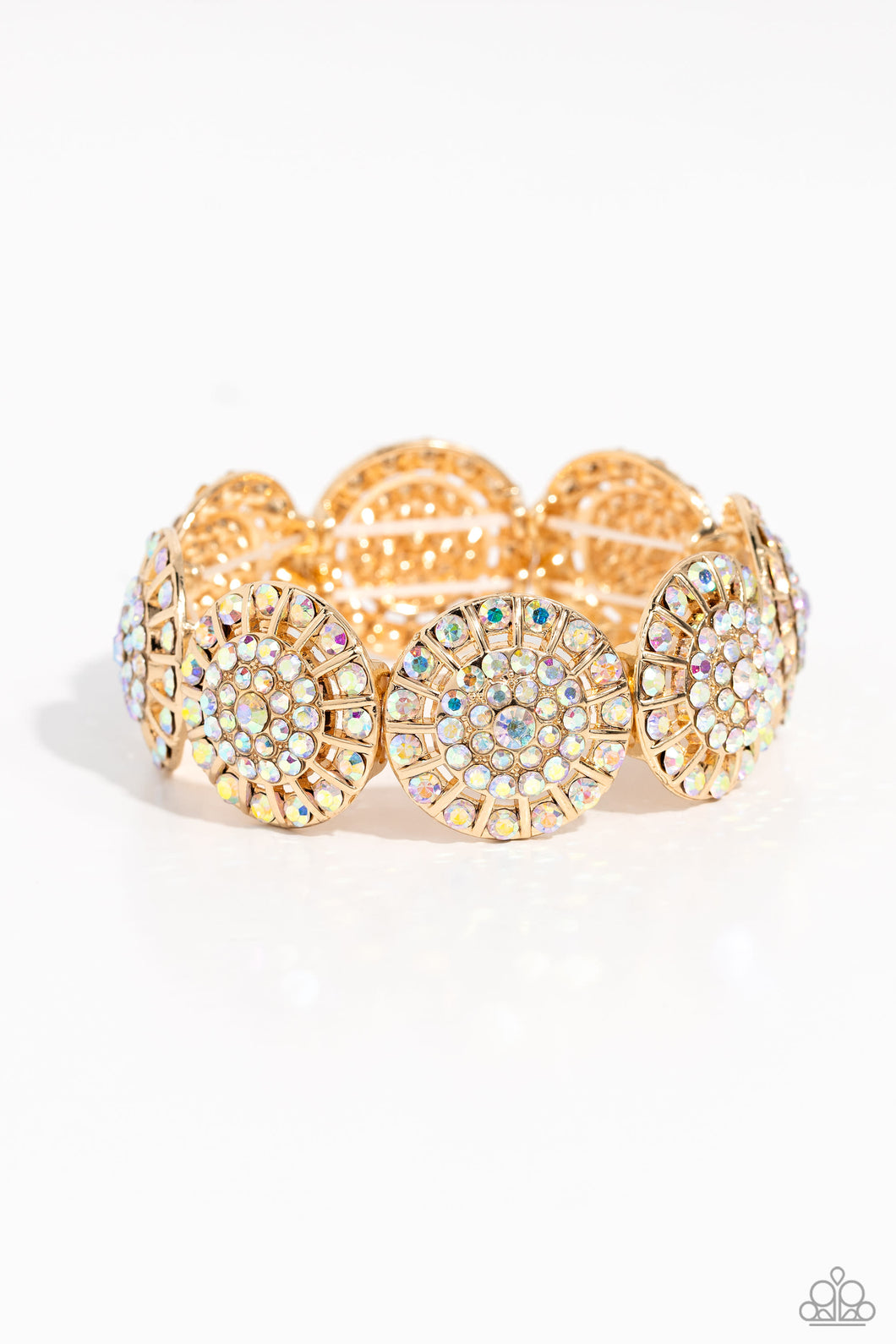 Executive Elegance - Multi (Iridescent Rhinestones/Gold Disc) Bracelet