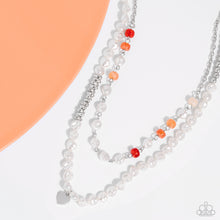 Load image into Gallery viewer, Pearl Pact - Orange (Cat&#39;s Eye Disc) Silver Heart Necklace
