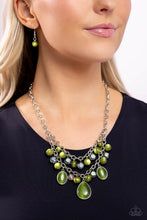 Load image into Gallery viewer, Dewy Disposition - Green (Olive Cat&#39;s Eye Stone) Necklace
