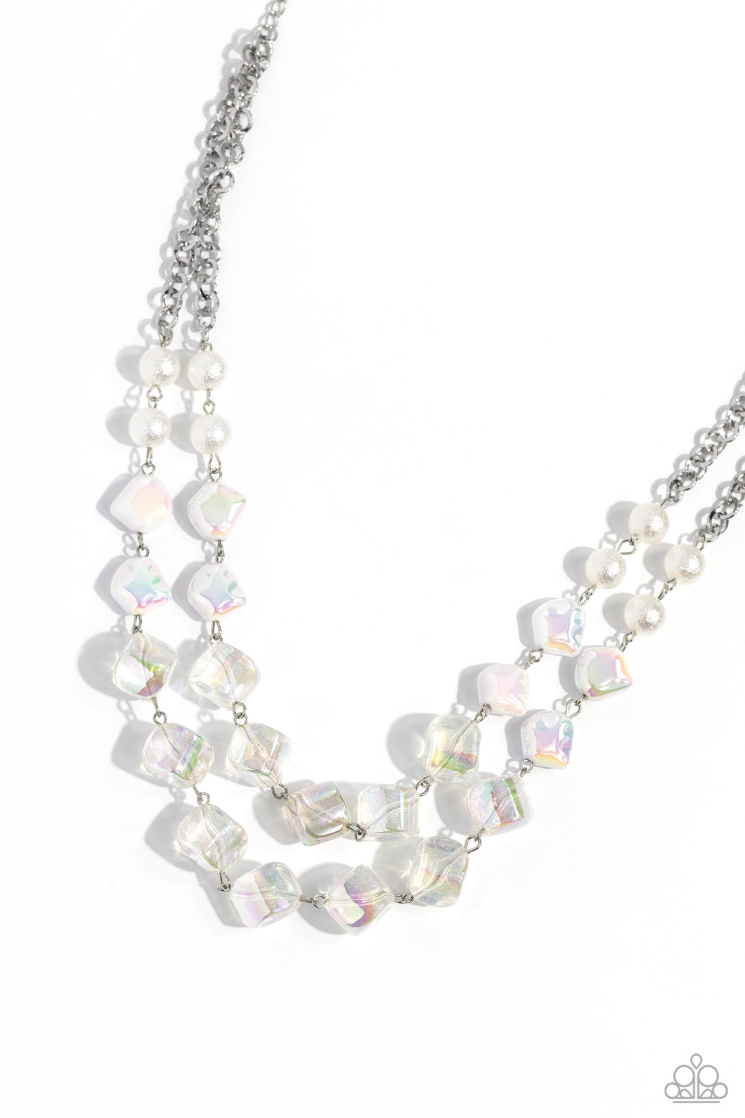 Eclectic Embellishment - White (Pearls/Iridescent Bead) Necklace