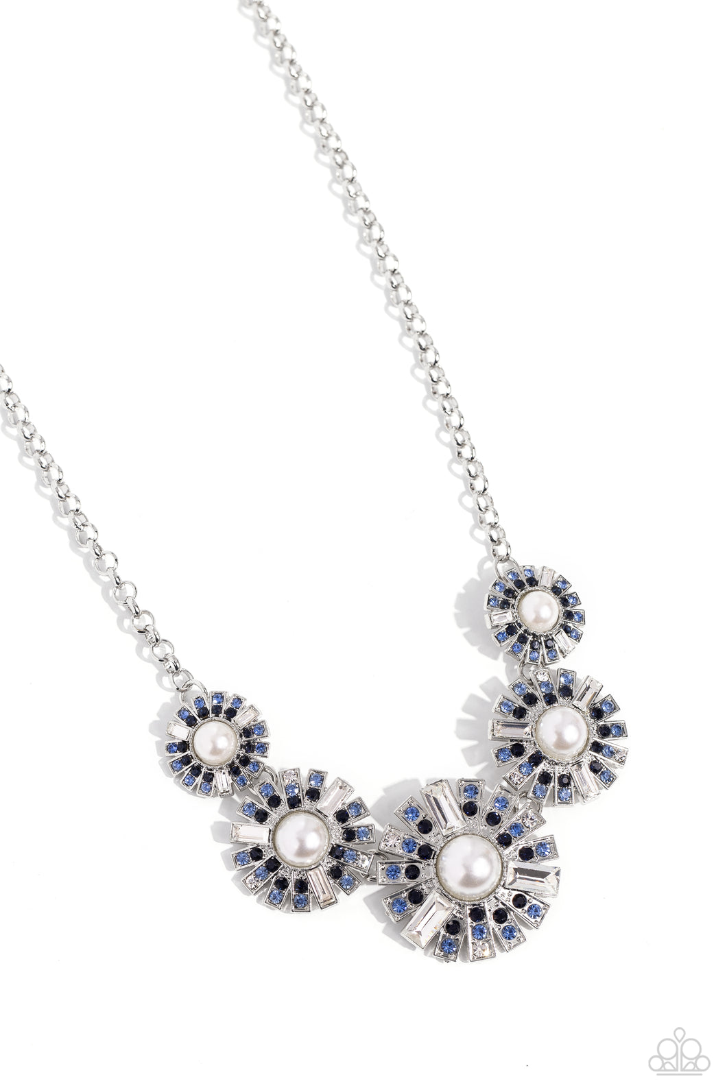 Gatsby Gallery - Blue (Rhinestone) Pearl Center Necklace