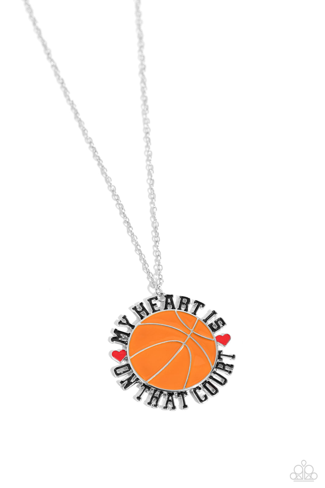 Courting Courtside - Orange (Basketball Pendant) Necklace