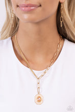 Load image into Gallery viewer, Hexagonal Hallmark - Brown (Gold Chain) Necklace
