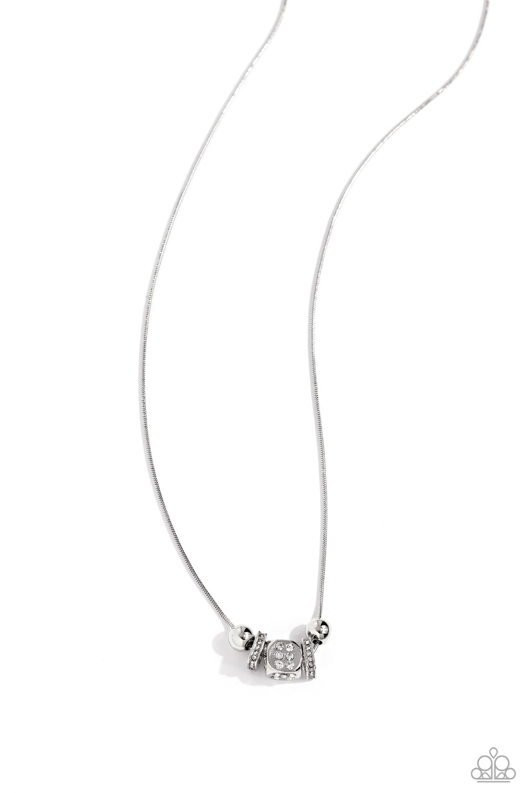 Rolling the Dice - White (Dice Pendant) Necklace
