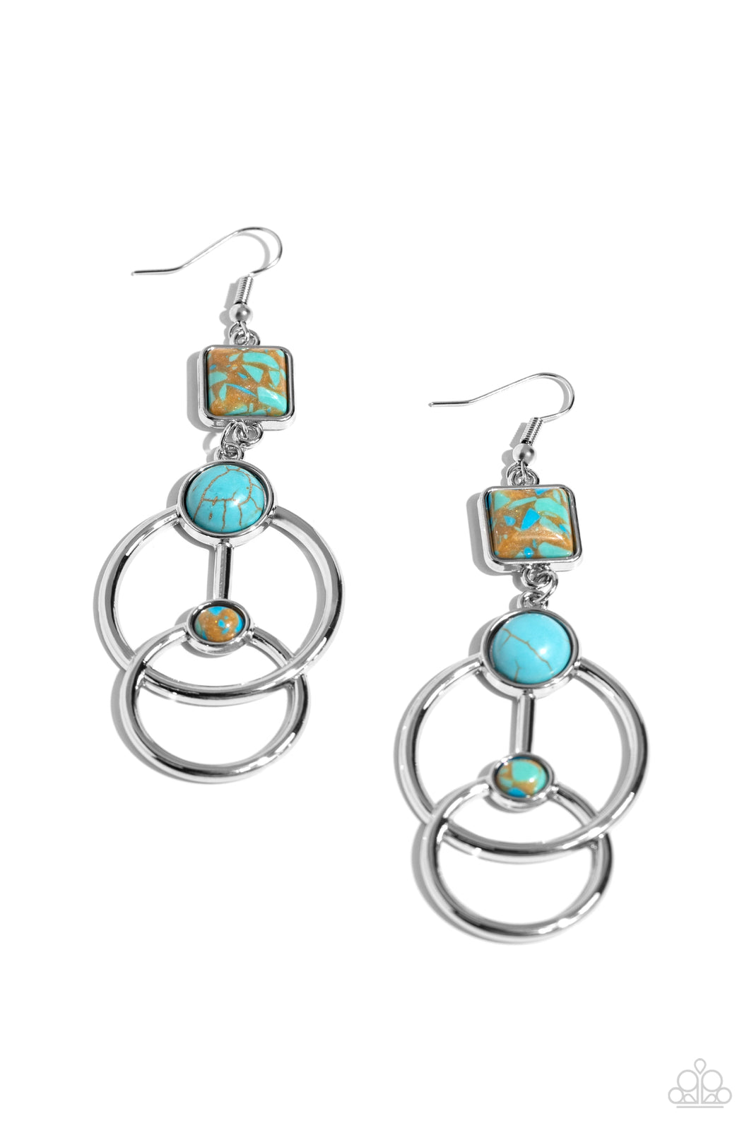 Interlocked Influence - Brown (Turquoise) Earring