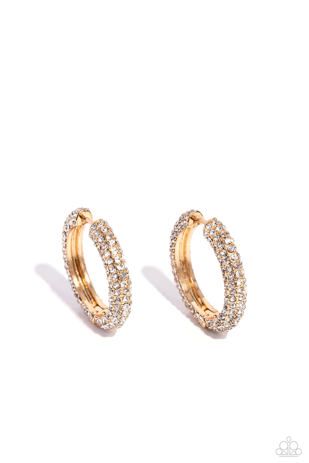 Glowing Praise - Gold (White Rhinestone) Earring