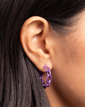 Load image into Gallery viewer, Colorful Cameo - Purple Hoop Earring

