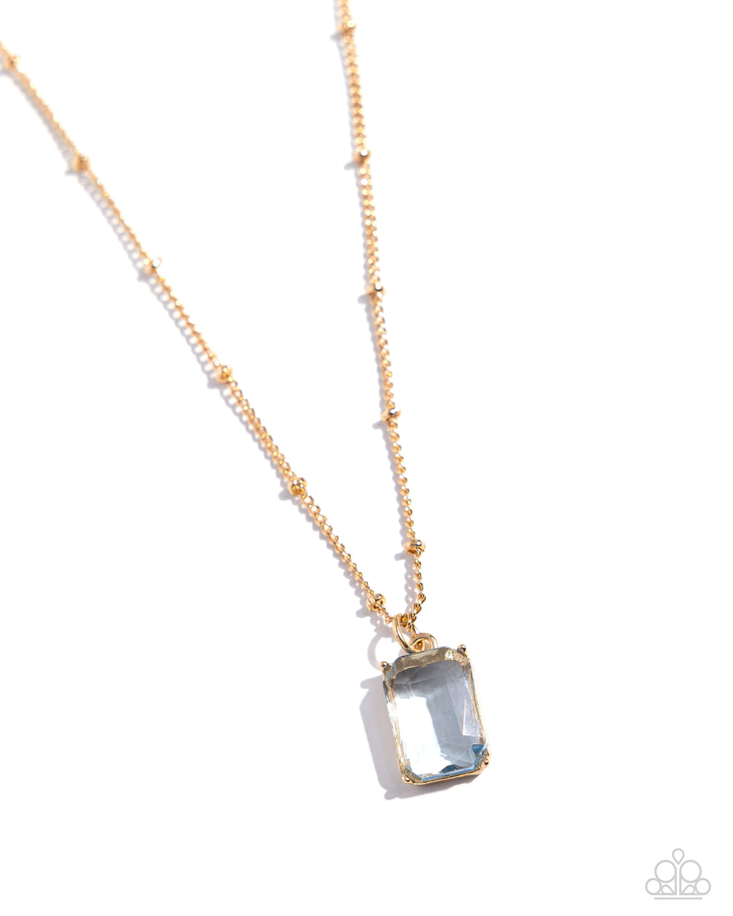 Suave Simplicity - Blue (Emerald-Cut Gem) Necklace