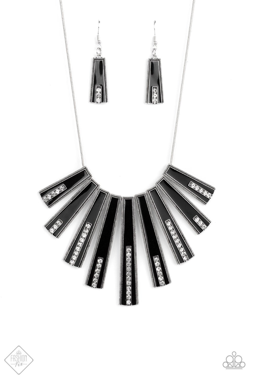 Fan-tastically Deco Black Necklace (FFA-0921) freeshipping - JewLz4u Gemstone Gallery