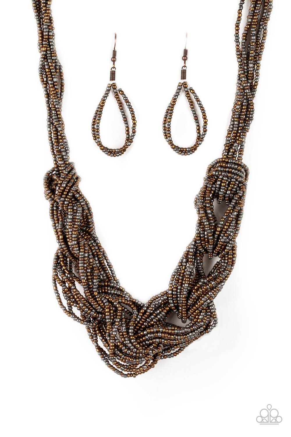 City Catwalk - Copper/Gunmetal (Seed Bead) Necklace freeshipping - JewLz4u Gemstone Gallery