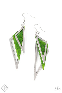 Evolutionary Edge Green Earring (SS-12/2020) freeshipping - JewLz4u Gemstone Gallery