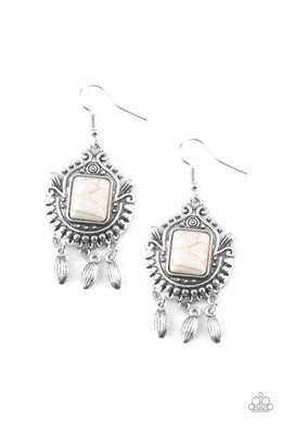 Open Pastures - White Earring freeshipping - JewLz4u Gemstone Gallery