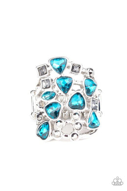 Glitter First Blue (Heart Rhinestone) Ring freeshipping - JewLz4u Gemstone Gallery