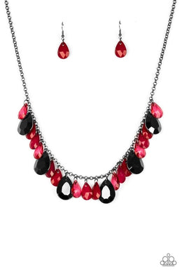 Hurricane Season Red (Gunmetal) Necklace freeshipping - JewLz4u Gemstone Gallery