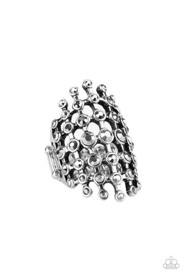 Fiercely Flashy - Silver - (Hematite Rhinestones) Ring freeshipping - JewLz4u Gemstone Gallery