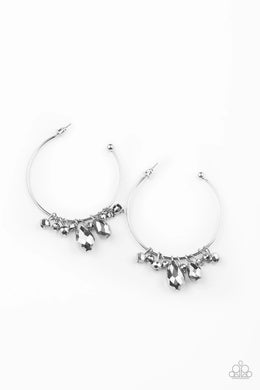 Dazzling Downpour Silver Hoop Earring freeshipping - JewLz4u Gemstone Gallery