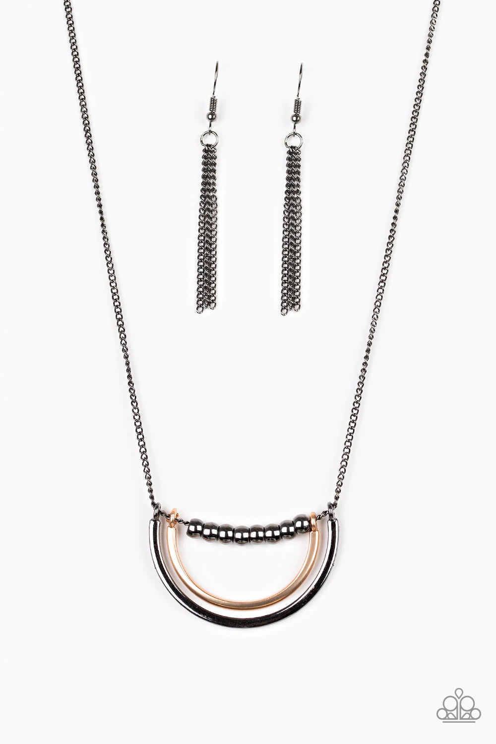 Artificial Arches - Black (Gunmetal) Necklace