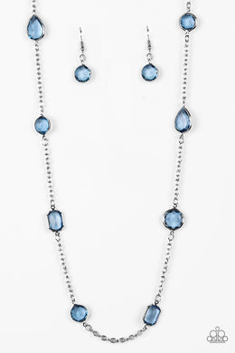 Glassy Glamorous Blue Necklace freeshipping - JewLz4u Gemstone Gallery