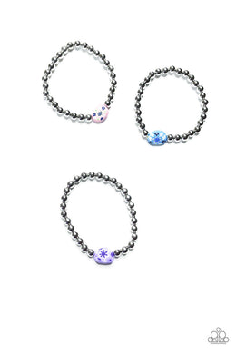 Starlet Shimmer Flower Stoned Silver Stretchy Bracelet freeshipping - JewLz4u Gemstone Gallery