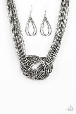 Knotted Knockout Gunmetal Necklace freeshipping - JewLz4u Gemstone Gallery