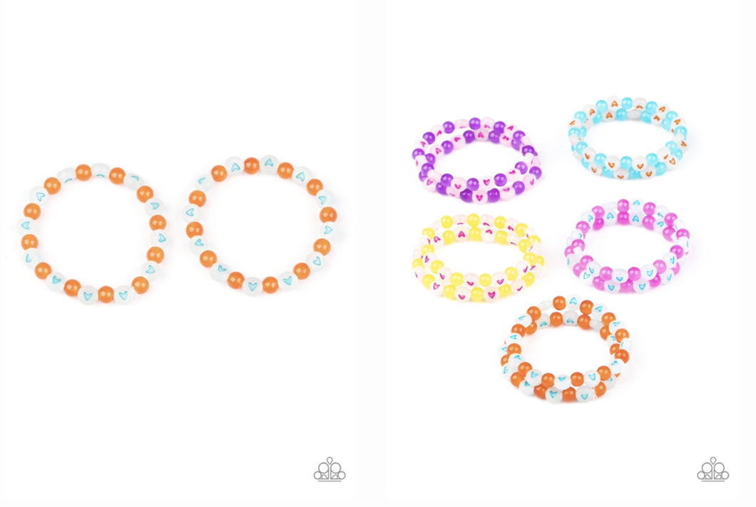 Starlet Shimmer Heart Stamped Beads Bracelet freeshipping - JewLz4u Gemstone Gallery